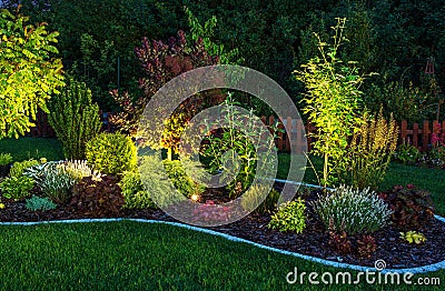 Illuminated Garden Stock Photo