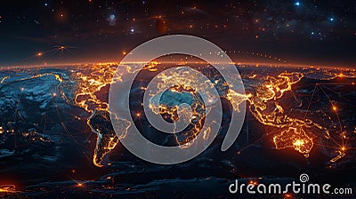 Illuminated global network - generative ai Stock Photo