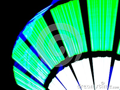 Illuminated green neon light design by long shutter speed. Stock Photo