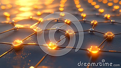 Illuminated Network Nodes Connected In A Complex System Stock Photo