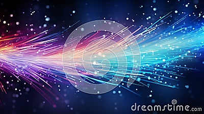 Illuminated Optical Fiber Array. Generative ai Cartoon Illustration