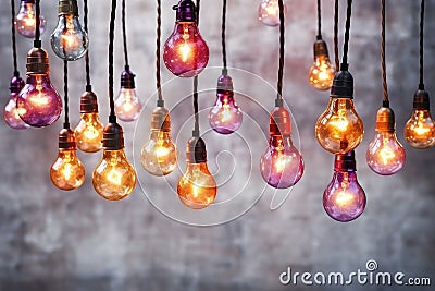 Illuminated Rainbow: A String of Colorful Bulbs Casting Vibrant Glow - Generative AI Stock Photo
