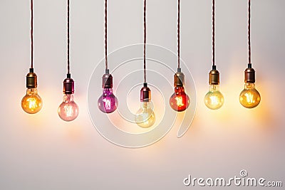 Illuminated Rainbow: A String of Colorful Bulbs Casting Vibrant Glow - Generative AI Stock Photo