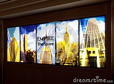 Illuminated signs of the Store in the Empire State Building Editorial Stock Photo
