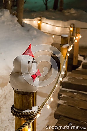 Illuminated snowman Stock Photo
