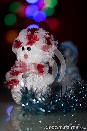 Illuminated Snowman doll Stock Photo