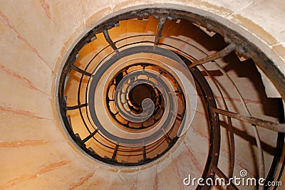 Illuminated spiral staircase Stock Photo