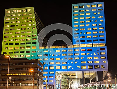 Illuminated Stadskantoor Utrecht Editorial Stock Photo