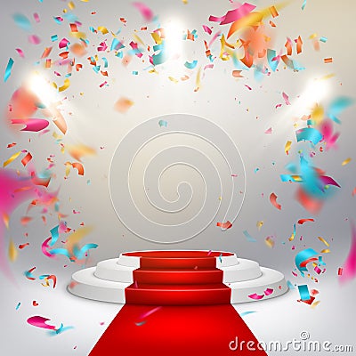 Illuminated stage podium. EPS 10 Vector Illustration