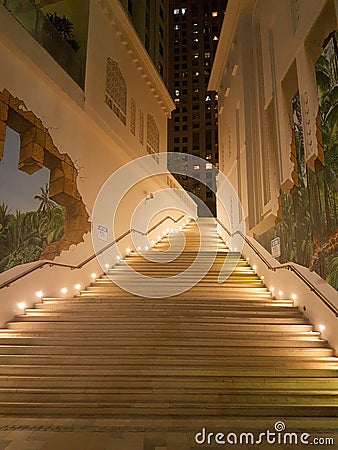 Illuminated stairs in dubai Editorial Stock Photo