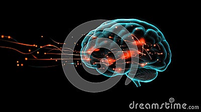 Illuminating brain connections, visual representation of neural networks and cognitive pathways Stock Photo
