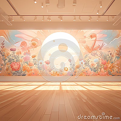 Illuminating Studio Dance Floor Mural, 4K Stock Photo