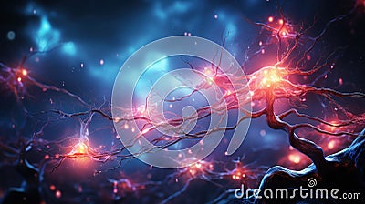 Illuminating Synapses: Neural Connections in Action Stock Photo