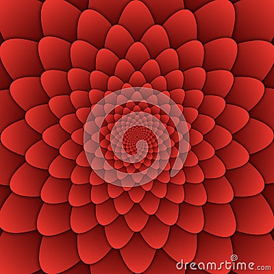 Illusion art abstract flower mandala decorative pattern red background square Stock Photo