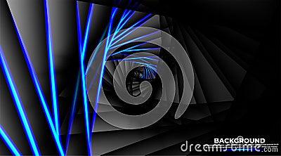 Optical illusion in the form of a round triangle in the distance with blue light twisters Vector Illustration