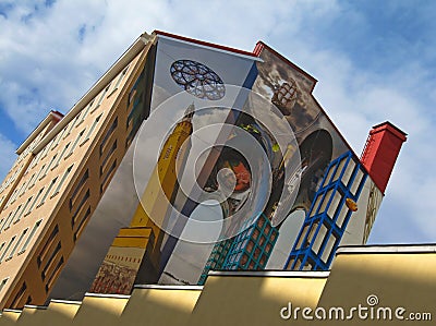 Illusory painting on a house wall Editorial Stock Photo