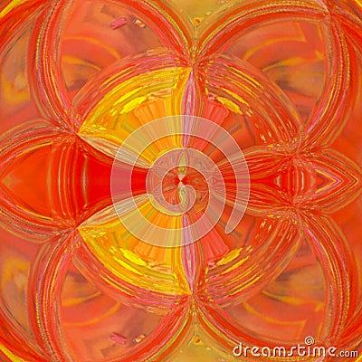 Illusory Psychedelic Background with stained glass effect, in autumn colors: yellow and orange Stock Photo