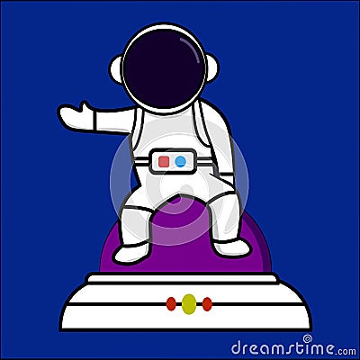 Illustartion Vector graphic of cute Astronaut on a UFO Vector Illustration