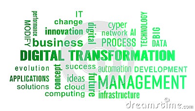 Illustation of digital transformation - keywords cloud Stock Photo