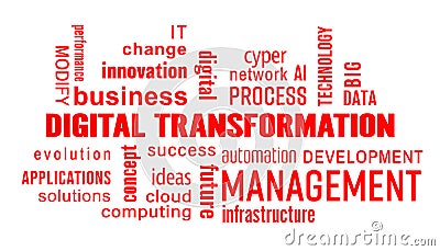 Illustation of digital transformation - keywords cloud Stock Photo