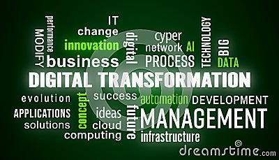 Illustation of digital transformation - keywords cloud Stock Photo