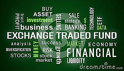 Illustation of exchange traded fund (ETF) - keywords cloud Stock Photo