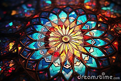 Illustrate the beauty of Islamic stained gl art Stock Photo