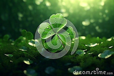 Illustrate the charm of a fourleaf clover as a Stock Photo