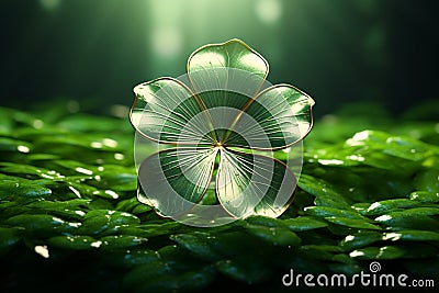 Illustrate the charm of a fourleaf clover as a. Generative ai Stock Photo