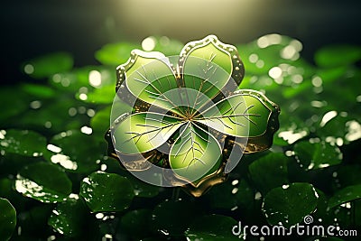 Illustrate the charm of a fourleaf clover as a. Generative ai Stock Photo