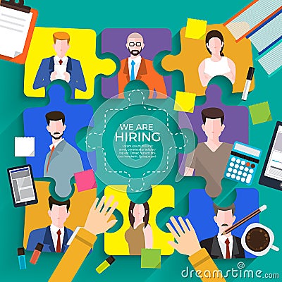 Illustrate design concept The finding employee. HR job seeking. Vector illustrate. Vector Illustration