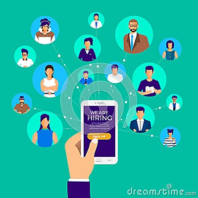 Illustrate design concept The finding employee. HR job seeking. Vector illustrate. Vector Illustration