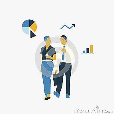 Illustrated avatar businesspeople talking together Stock Photo