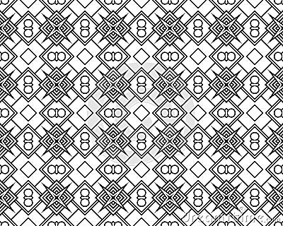 Illustrated black-and-white seamless tile pattern Stock Photo