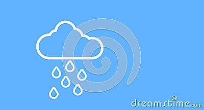 Illustrated cloud with drops and outline Stock Photo