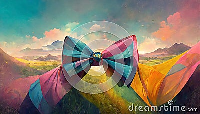 illustrated colorful bow tie Stock Photo