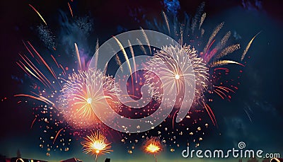 illustrated colorful fireworks Stock Photo