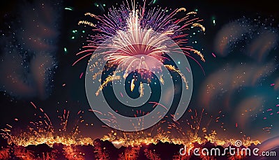 illustrated colorful fireworks Stock Photo