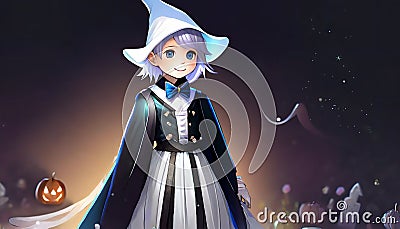 illustrated fantasy child as a wizard Stock Photo