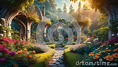 illustrated fantasy landscape Stock Photo