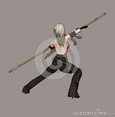 Illustrated female fighter Stock Photo