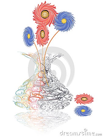 Illustrated glass flower vase Stock Photo