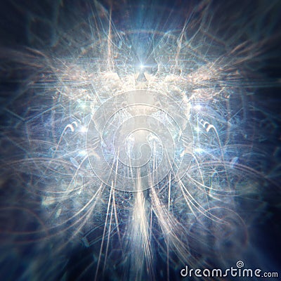 Celestial Angel Entity Radiating in Abstract Mystical Space Stock Photo