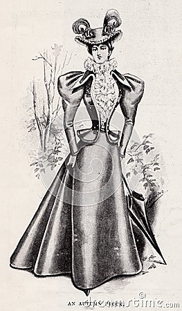 1896 The Illustrated London News Advertisment of a Lady`s Autumn Frock. Editorial Stock Photo