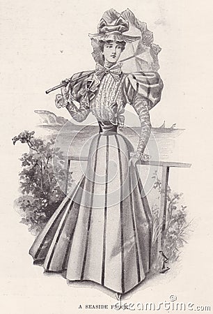 1896 The Illustrated London News Advertisment of a Lady`s Seaside Frock. Editorial Stock Photo