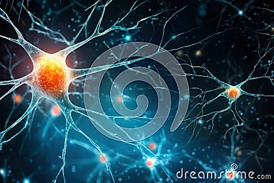 illustrated macro image Neurons and the nervous system Stock Photo