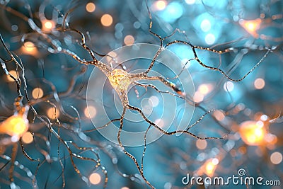 illustrated macro image Neurons and the nervous system Stock Photo