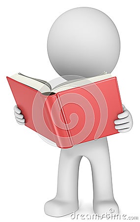 Illustrated man reading book Stock Photo