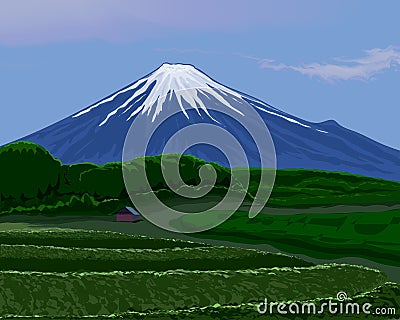 Illustrated painting of mount Fuji, Japan Stock Photo