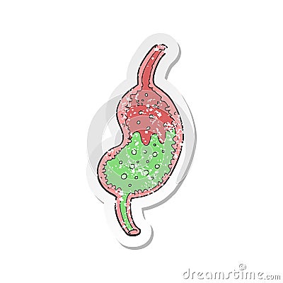 retro distressed sticker of a cartoon bubbling stomach Vector Illustration